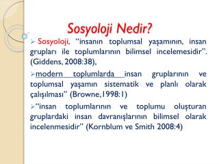 Sosyoloji Nedir?