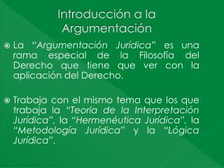 Introducción a la Argumentación