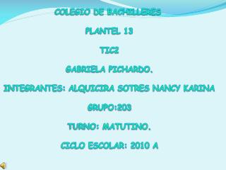 COLEGIO DE BACHILLERES PLANTEL 13 TIC2 GABRIELA PICHARDO.