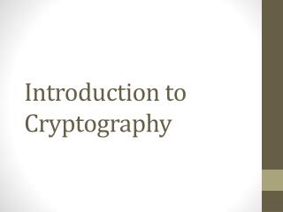 Introduction to Cryptography