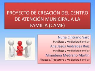 PROYECTO DE CREACIÓN DEL CENTRO DE ATENCIÓN MUNICIPAL A LA FAMILIA (CAMF)