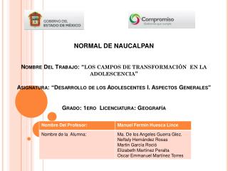 LOS CAMPOS DE TRANSFORMACIÓN EN LA ADOLESCENCIA