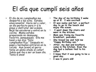 El d í a que cumpl í seis a ñ os