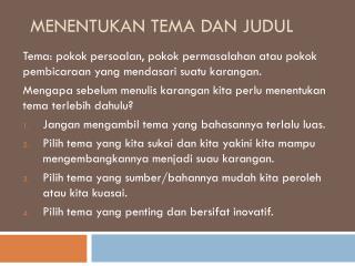 Menentukan Tema dan Judul