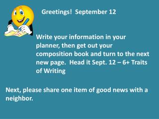 Greetings! September 12
