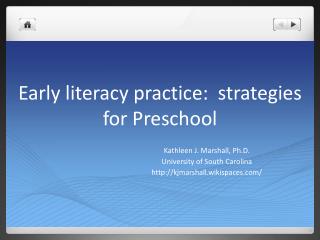 Early literacy practice: strategies for Preschool