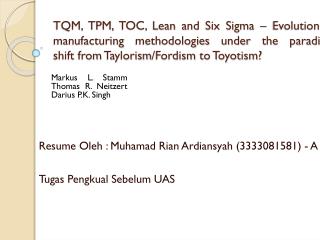 Resume Oleh : Muhamad Rian Ardiansyah (3333081581) - A Tugas Pengkual Sebelum UAS