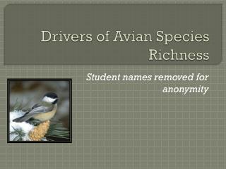 Drivers of Avian Species Richness
