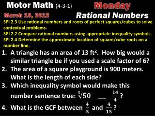 Motor Math (4-3-1)