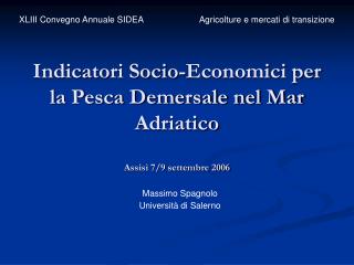 Indicatori Socio-Economici per la Pesca Demersale nel Mar Adriatico Assisi 7/9 settembre 2006