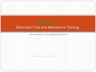 Welcome Electronic Time and Attendance Training