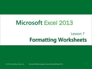 Formatting Worksheets