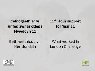 11 th Hour support for Year 11 What worked in London Challenge