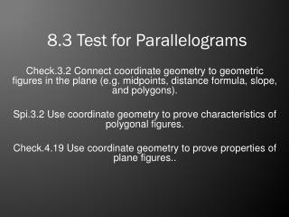 8.3 Test for Parallelograms