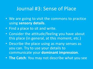 Journal #3: Sense of Place