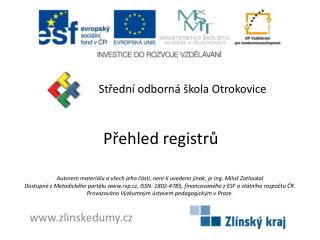 Přehled registrů