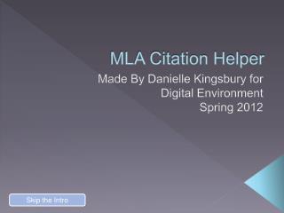 MLA Citation Helper