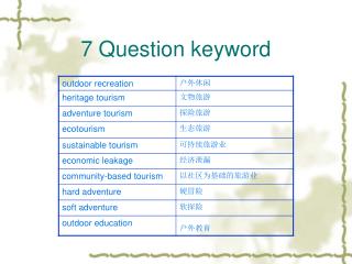 7 Question keyword