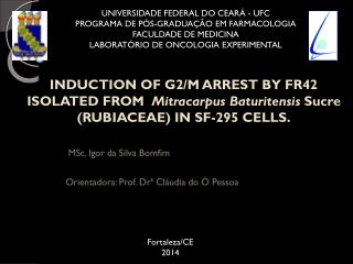 MSc . Igor da Silva Bomfim Orientadora: Prof. Drª Cláudia do Ó Pessoa