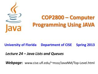 COP2800 – Computer Programming Using JAVA