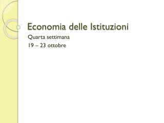 Economia delle Istituzioni