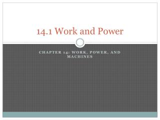 14.1 Work and Power