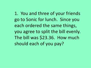 8. Mrs. Polenz bought 96 red pens. She spent $23.04. How much did each pen cost?