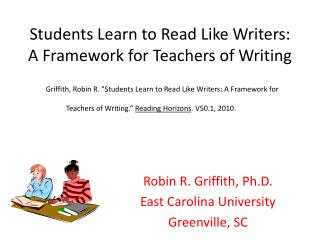 Students Learn to Read Like Writers: A Framework for Teachers of Writing