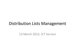 Distribution Lists Management