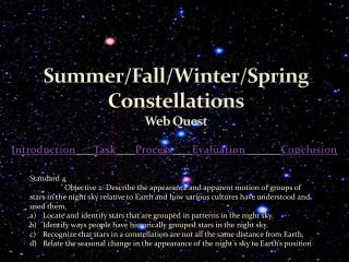 Summer/Fall/Winter/Spring Constellations Web Quest