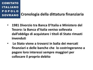 Cronologia della dittatura finanziaria