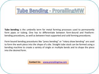 Tube Bending - Prorailing MW