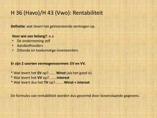 H 36 (Havo)/H 43 (Vwo): Rentabiliteit