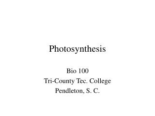 Photosynthesis