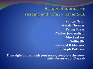 History of Journalism reading and notes – pages 5-16