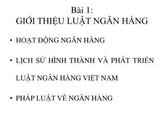 Bài 1: GIỚI THIỆU LUẬT NGÂN HÀNG