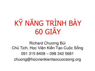 KỸ NĂNG TRÌNH BÀY 60 GIÂY