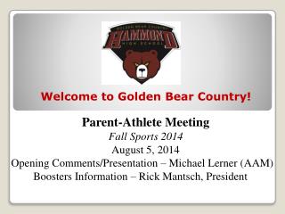 Parent-Athlete Meeting Fall Sports 2014 August 5, 2014