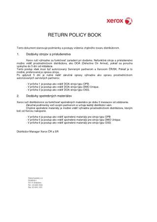 RETURN POLICY BOOK
