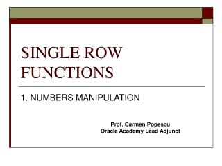 SINGLE ROW FUNCTIONS