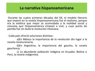 La narrativa hispanoamericana