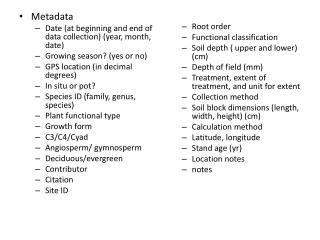 Metadata Date (at beginning and end of data collection) (year, month, date)