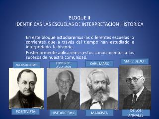 BLOQUE II IDENTIFICAS LAS ESCUELAS DE INTERPRETACION HISTORICA