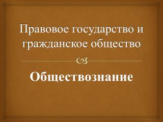 Правовое государство и гражданское общество