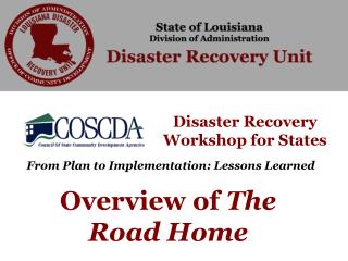 Disaster Recovery Workshop for States