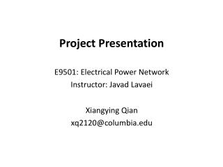 Project Presentation E9501: Electrical Power Network Instructor: Javad Lavaei Xiangying Qian