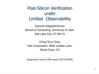 Post-Silicon Verification under Limited Observability
