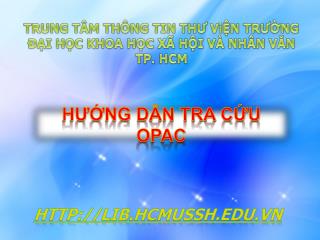 HƯỚNG DẪN TRA CỨU OPAC