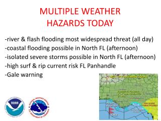 MULTIPLE WEATHER HAZARDS TODAY