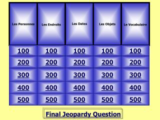 Final Jeopardy Question